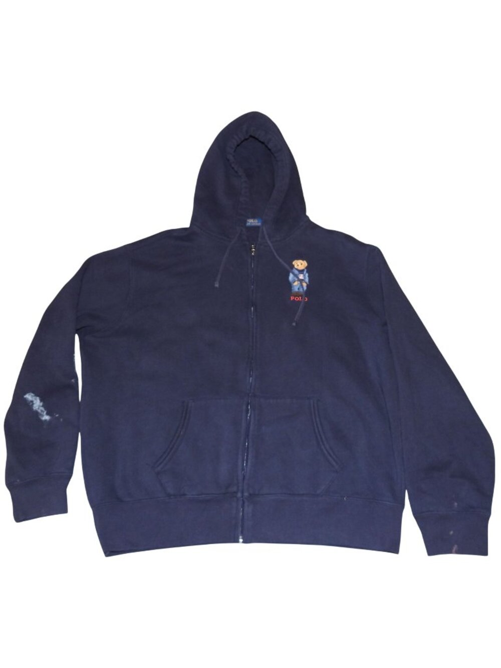 Polo Ralph Lauren Embroidered Bear Blue Pullover Hoodie Sweatshirt Men's XL